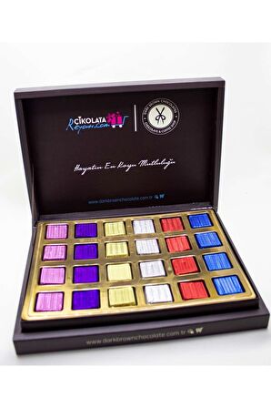 Dark Brown Hediye Çikolata 24 Adet Renkli Sütlü Çikolata Katkısız Çikolata