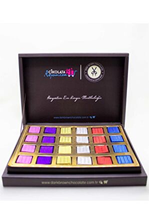 Dark Brown Hediye Çikolata 24 Adet Renkli Sütlü Çikolata Katkısız Çikolata