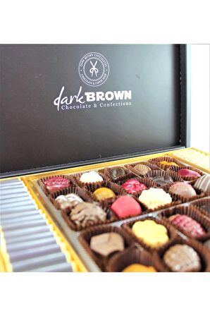 Dark Brown Hediye Çikolata 25 Adet Spesiyel ve Türüf ile 40 Madlen Katkısız Çikolata