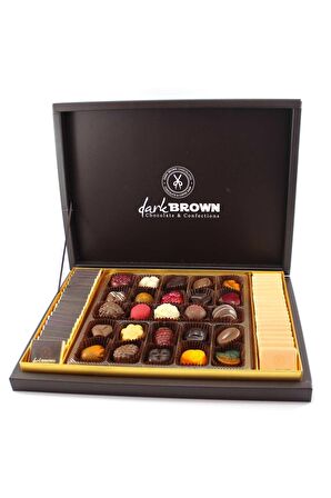 Dark Brown Hediye Çikolata 25 Adet Spesiyel ve Türüf ile 40 Madlen Katkısız Çikolata