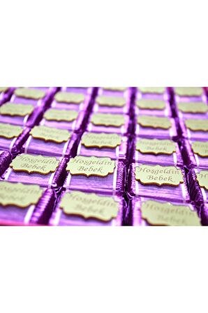 Dark Brown Bebek Çikolatası 48 Adet Hoşgeldin Kız Bebek Katkısız ve Doğal Sütlü Bitter Çikolata