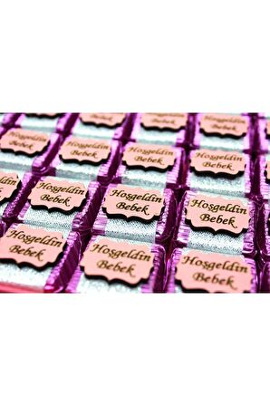 Dark Brown Bebek Çikolatası 48 Adet Hoşgeldin Kız bebek Katkısız ve Doğal Sütlü Bitter Çikolata