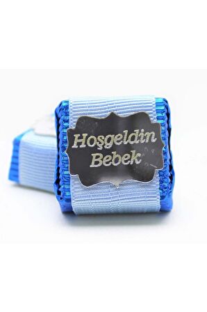 Dark Brown Bebek Çikolatası 48 Adet Hoşgeldin Erkek Bebek Katkısız ve Doğal Sütlü Bitter Çikolata