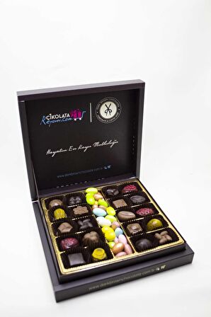 Dark Brown Hediye Çikolatası 20 Spesiyel ve Drajeli El Yapımı Katkısız Çikolata