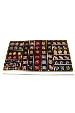 Dark Brown Jumbo Hediye Çikolata Kutusu 60 Spesiyel ve Drajeli El Yapımı Katkısız Çikolata