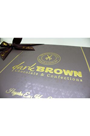 Dark Brown Jumbo Hediye Çikolata Kutusu 60 Spesiyel ve Drajeli El Yapımı Katkısız Çikolata