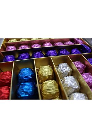 Dark Brown Jumbo Hediye Çikolata Kutusu 70 Adet Renkli Sargılı Katkısız Çikolatalar