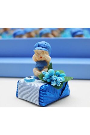 Dark Brown Biblolu Bebek Çikolatası 40 Adet Hoşgeldin Erkek Bebek Katkısız Çikolata ve Draje