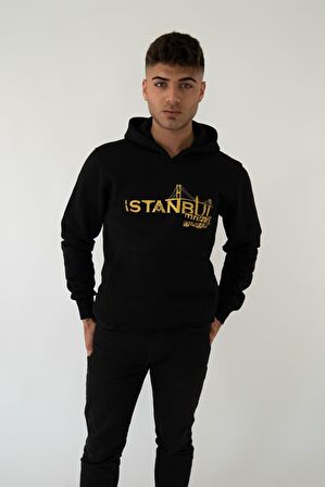 İSTANBUL MAFIA Kapşonlu Siyah Unisex Sweatshirt Hoodie Polar -SMALL