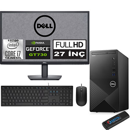 Dell Vostro 3910 MT Intel Core I7 12700 12GB 1TB SSD 27" FHD Windows 11 Pro Nvidia GT730-4GB Masaüstü Bilgisayar 27N3910GT730P03 + Zetta USB Bellek