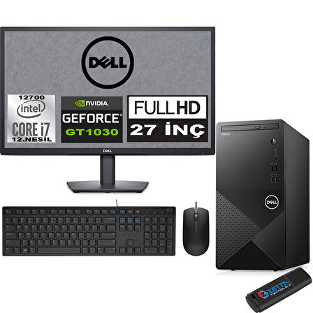 Dell Vostro 3910 MT Intel Core I7 12700 24GB 4TB SSD 27" FHD Windows 11 Home Nvidia GT1030-4GB Masaüstü Bilgisayar 27N3910GT1030H15 + Zetta USB Bellek