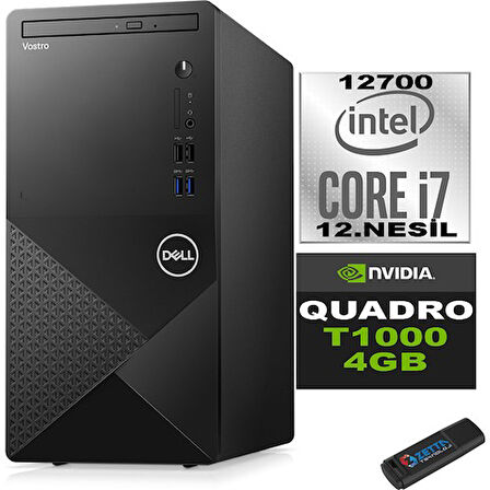 Dell Vostro 3910 MT Intel Core I7 12700 48GB 256GB SSD 27" FHD Ubuntu QUADRO T1000-4GB Masaüstü Bilgisayar 27N3910T1000U21 + Zetta USB Bellek
