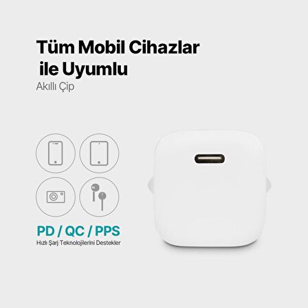 Ttec 30W 1x PD Type C Girişli Süper Hızlı Şarj Aleti, İphone, Samsung, Oppo, Xiaomi Uyumlu Şarj Adaptörü