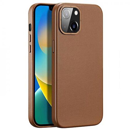 Polham Deri Dokulu Business iPhone 14 6.1 Kılıf, Magsafe Uyumlu, Ultra Şık, Kamera Koruyucu Kılıf