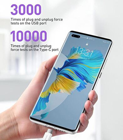 Baseus USB to TYPE-C PD 66W 1M Ultra Hızlı TYPE-C Şarj Kablosu Huawei Samsung Xiaomi Şarj Kablosu