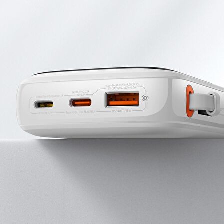 Baseus PD Type C 10000 mAh Hızlı Şarj Powerbank Beyaz 