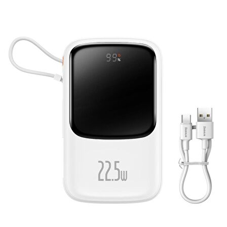 Baseus PD Type C 10000 mAh Hızlı Şarj Powerbank Beyaz 