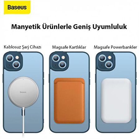 Baseus iPhone 14 6.1 Kamera Korumalı Magsafe Kılıf ve Ful Kaplama Kırılmaz Ekran Koruyucu, Anti Şok