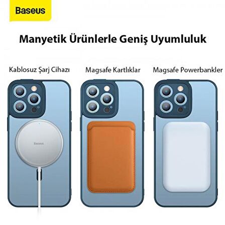 Baseus iPhone 14 Pro Kamera Korumalı Magsafe Kılıf ve Ful Kaplama Kırılmaz Ekran Koruyucu, Anti Şok