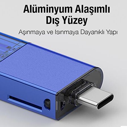 Polham USB, Type-c ve Lightning Girişli Ultra Hızlı Hafıza Kart Okuyucu, Micro SC Hafıza Kart Reader