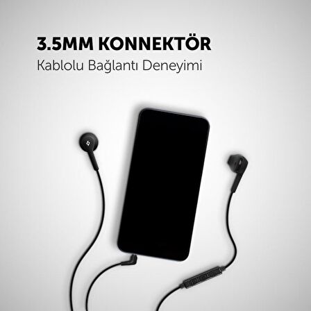 Ttec 1 Metre 3.5MM Kablolu Mikrofonlu Kulakiçi Kulaklık, Xiaomi, Oppo, Vivo, Samsung Uyumlu 3.5MM Kulaklık