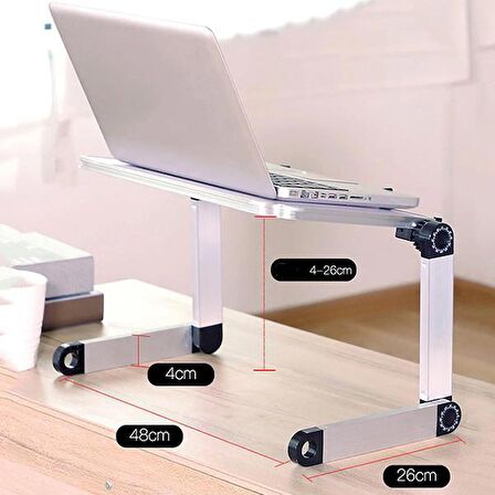 Polham Yükseklik ve Açı Ayarlı Çok Fonksiyonlu 40CM Tepsili Laptop, Tablet Standı, Notebook Standı