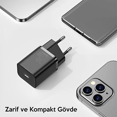 Baseus Type-C 20 Watt Hızlı Şarj Aleti Siyah