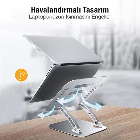 Polham Isı Çıkışlı Açı ve Yükseklik Ayarlı Masaüstü Tablet, Notebook Standı, 4-17.3 İnch Arası Stand