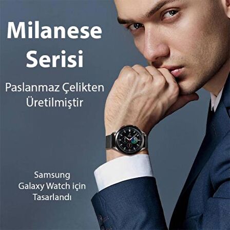 Polham Çelik Milano Loop Samsung Galaxy Watch 22MM ve Huawei GT2-GT3- Magic 2 46MM için Kordon Kayış