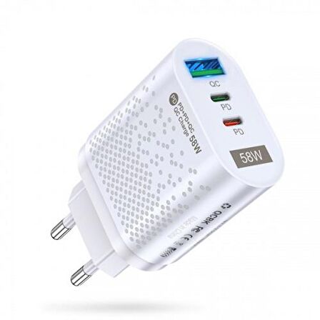 Polhammobile USB 58 Watt Hızlı Şarj Aleti Beyaz