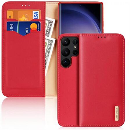 Polham Samsung Galaxy S23 Plus Uyumlu Cüzdan Tipi Deri Kılıf, Kart Bölmeli Mıknatıslı Kapaklı Kılıf