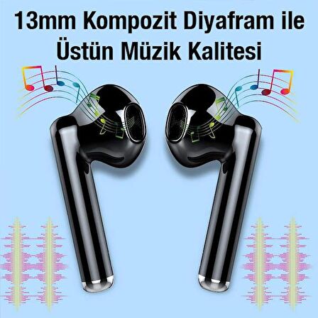 Polham BT5.3V 320Mah Şarjlı Kulakiçi Tasarımlı Bluetooth Kulaklık, Hifi Bass Destekli Mikforonlu Kulaklık