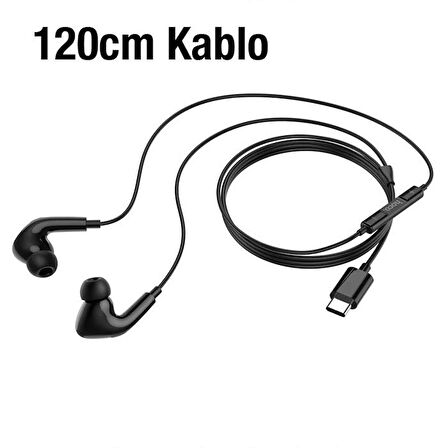 Polham HC Pro Series 1.2MT Kablolu Type-C Kulakiçi Mikrofonlu Kablolu Kulaklık, Ultra Hafif Silikon Uçlu Kulaklık