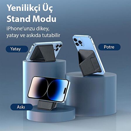 Polham 2in1 Telefon Arkası Cüzdan Ve Magsafe Masaüstü Telefon Stand İphone 12 13 14 15 Pro Max Stand