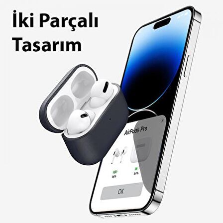 Polham Airpods Pro ve Airpods Pro 2 İle Uyumlu Ful Kaplama Koruyucu Kılıf, Askılıklı Parmak İzi Bırakmaz Kılıf