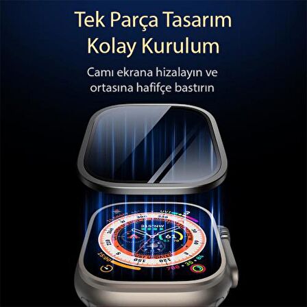 Polham Alüminyum Kenarlı Ful Kaplama Apple Watch Ultra 49MM Uyumlu Ekran Koruyucu, Toz ve Su Geçirmez Kırılmaz