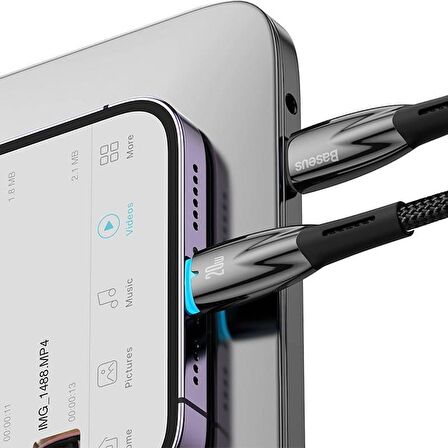 Baseus Ultra Hızlı 20W 1 Metre USB-C - Lightning Şarj ve Data Kablosu, Özel Çipli Kopmaz Halat Kablo
