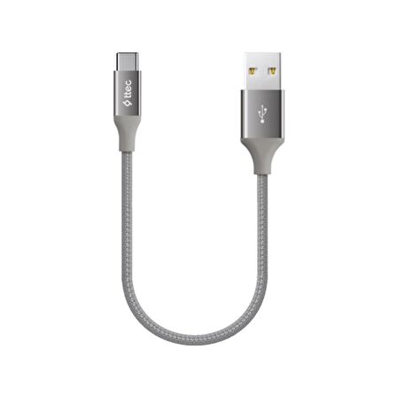 Ttec 30Cm Süper Hızlı Type C Şarj ve Data Kablosu, Örgü Kopmaz Halat Type C Kablo, Powerbank Şarj Kablosu