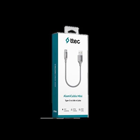Ttec 30Cm Süper Hızlı Type C Şarj ve Data Kablosu, Örgü Kopmaz Halat Type C Kablo, Powerbank Şarj Kablosu