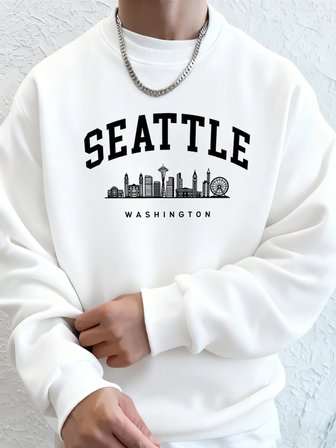 Seattle Washington Mektup Yaratıcı Baskılı Moda Spor Giyim Erkek Cep Sıcak Üst Polar Tüm Maç