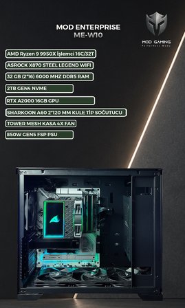 Enterprise ME-W10 AMD Ryzen 9950X | 32 GB RAM | X870 | 2 TB SSD | RTX 2000ADA | W11 Workstation İş İstasyonu OEM Paket