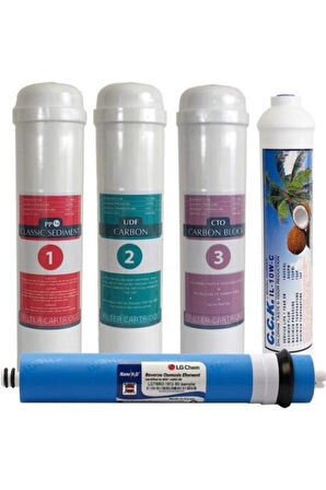 Su Arıtma Cihazı Filtresi 12’’ Inline Mebmranlı 5’li Filtre