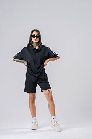 Şeritli Oversize Unisex Alt-Üst Takım