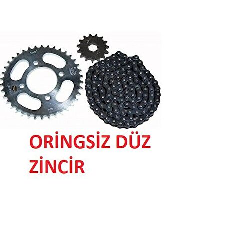 Bajaj Discover 125 ST Zincir Dişli Seti Kaliteli (Oringsiz Düz Siyah Zincir) Arasmoto