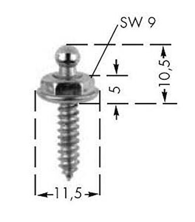 Orjinal Tenax tente çıtçıtı. Alt parça, vidalı. Vida 4.2x10mm