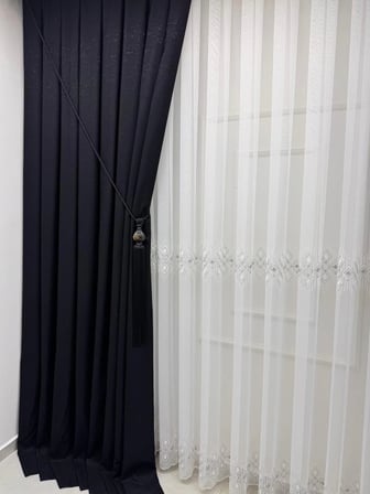 NİVEMESHOME 3211 LUNA GEOMETRİK DESENLİ GÜMÜŞ 1/3 SIK PİLELİ TÜL PERDE APM