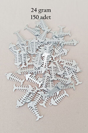 Oya Abiye Bileklik Kolye Pleksi Metalik Plastik Pul Gümüş Renk 24 gram 150 adet - BNC589