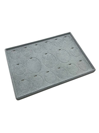 Süet Kumaş Gri 34-24 Cm Ayaklı 17 Pedli Kolye Tabla Stand