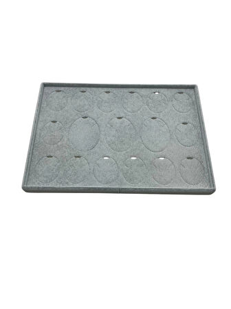Süet Kumaş Gri 34-24 Cm Ayaklı 17 Pedli Kolye Tabla Stand