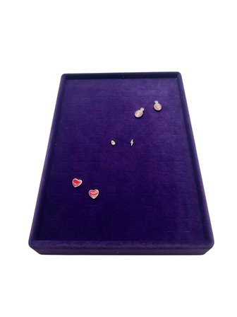 Süet Kumaş Mor Renk 24/17 Cm Batırmalı Piercing - Küpe Tablası